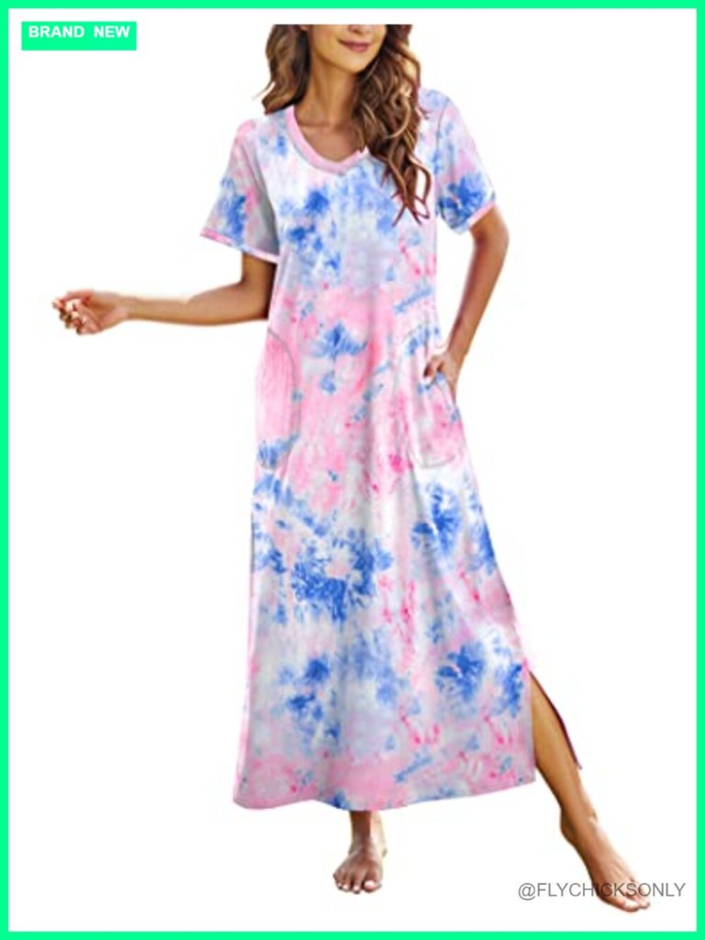 Women's Short Sleeve Nightgown with Pockets Soft Casua
